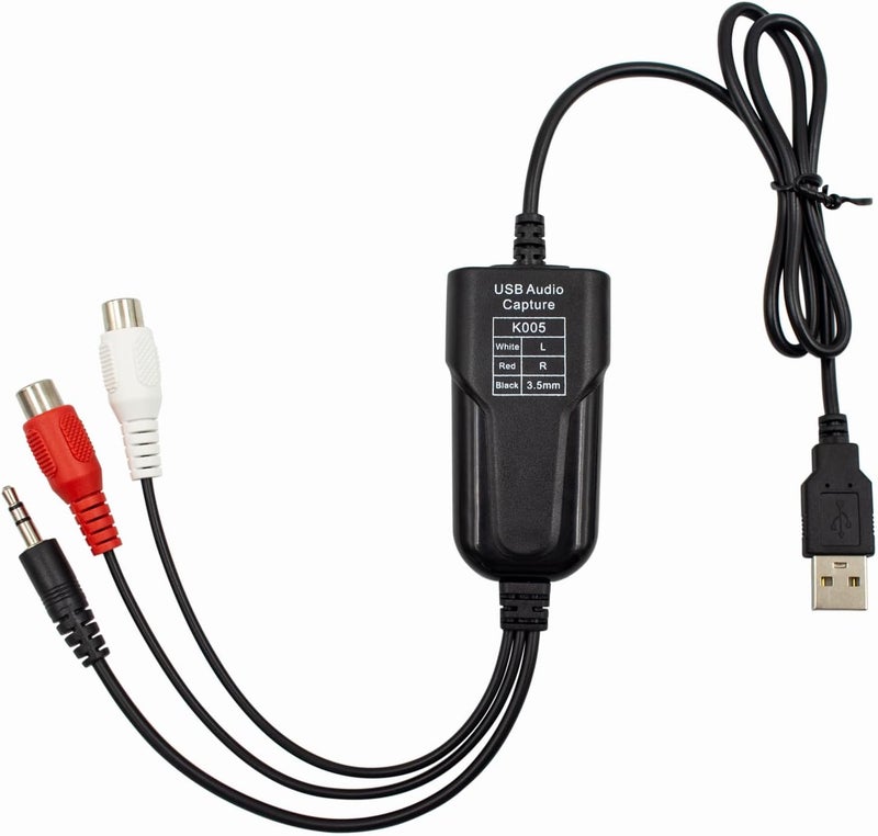 Wiistar USB2.0 Audio Capture Card RCA L/R+3.5mm Audio to USB up to 96kHz Wave/MP3 for Tape MD CD Player Phono Laptop - Image 2